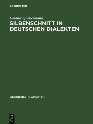 cover image of Silbenschnitt in deutschen Dialekten